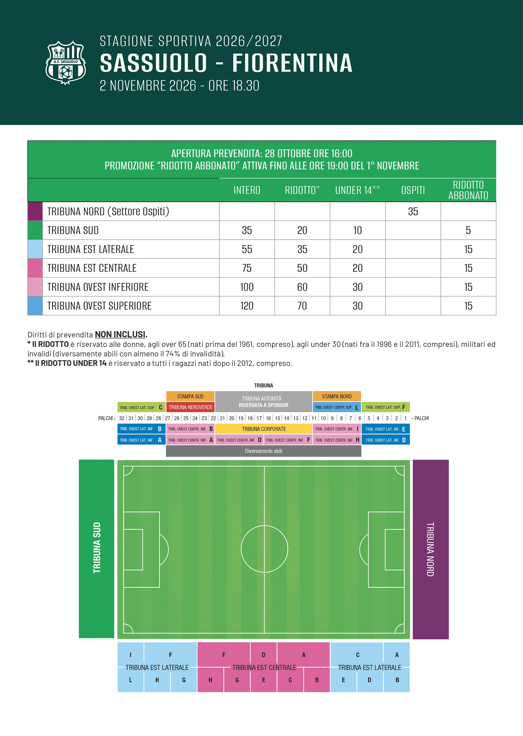 Prezzi biglietti Sassuolo-Fiorentina
