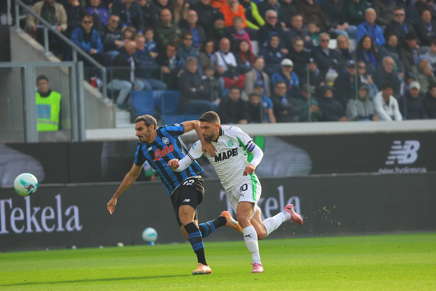 Domenico Berardi esulta in Atalanta-Sassuolo