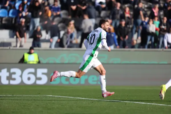 L'esultanza di Domenico Berardi in Pisa-Sassuolo